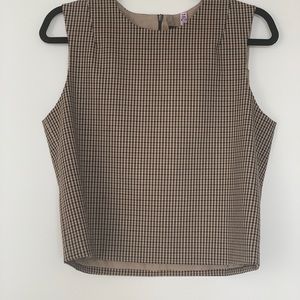 Theory top brown plaid size medium